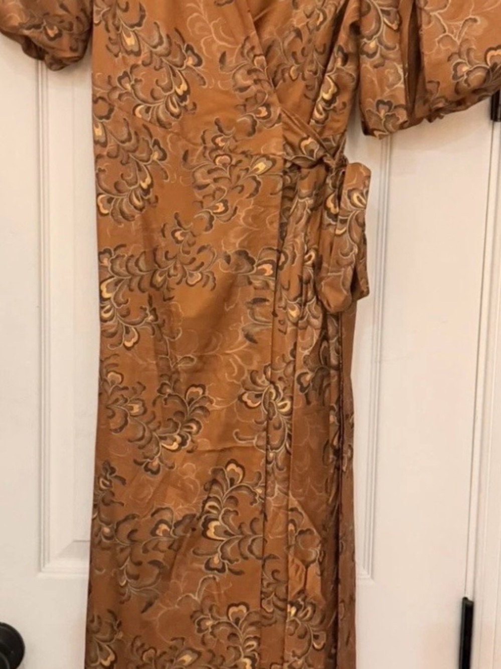 bohme Wrap Midi Dress in Mustard Floral Jacquard